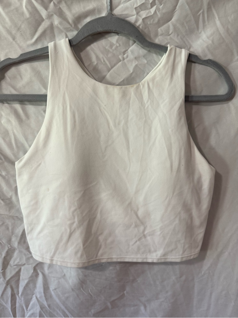 Athleta White Cropped Active Tank Sports Bra Medium